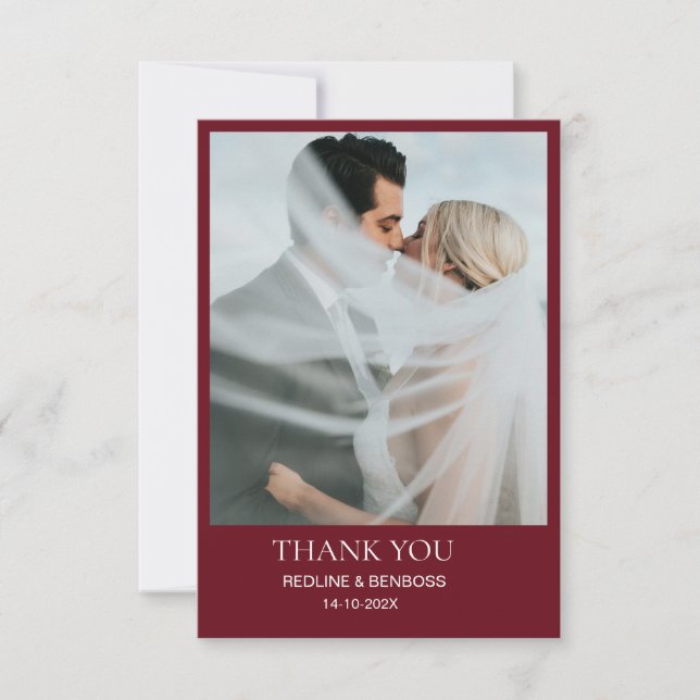 Simple modern wedding thank you card with note (Front)