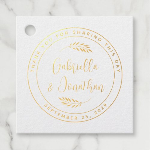 Simple Modern Wedding Thank You Gold Foil Favor Tags