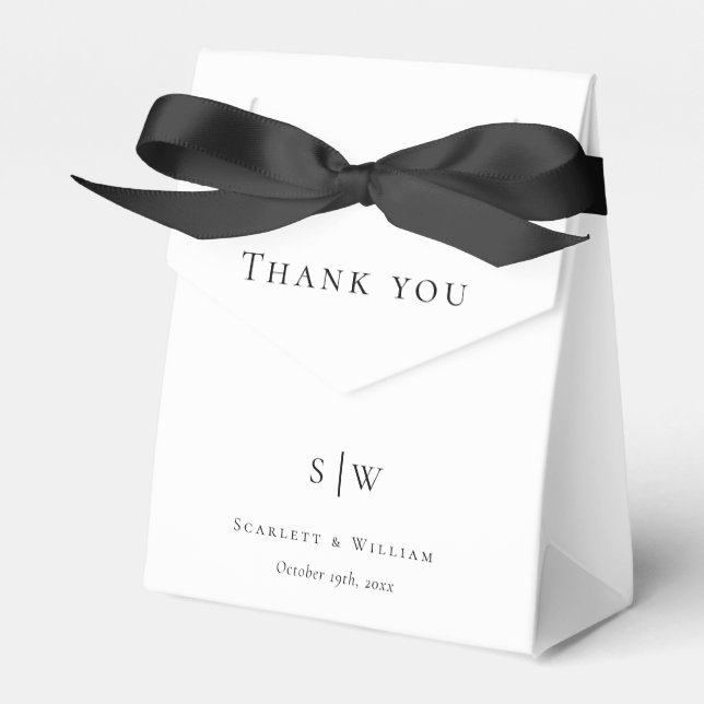 Simple Modern Wedding Thank You Monogram Favor Box (Front Side)