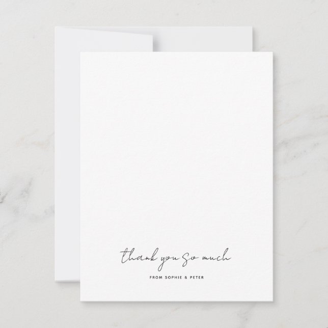 Simple Modern Wedding Thank you  Note Card (Front)