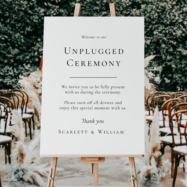 Simple Modern Wedding Unplugged Ceremony Sign (Creator Uploaded)