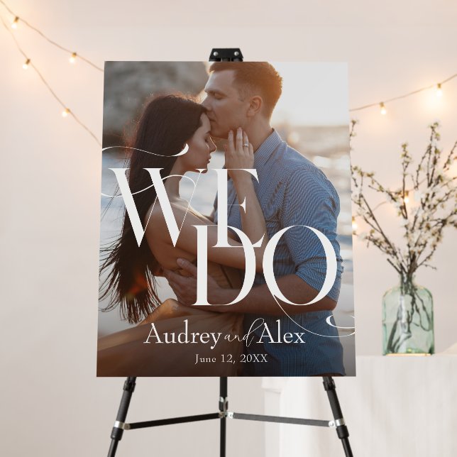 Simple Modern Wedding We Do Photo Welcome Sign (In Situ (Stand))