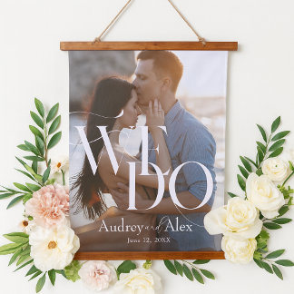 Simple Modern Wedding We Do Photo Welcome Tapestry