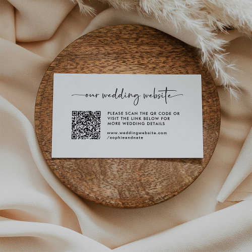 Simple Modern Wedding Website QR Code Enclosure Card