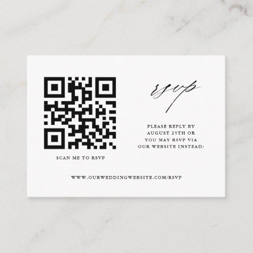 Simple Modern Wedding Website RSVP with QR Code Enclosure Card