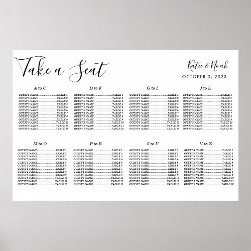 Simple  Modern Wedding Wedding Seating Chart