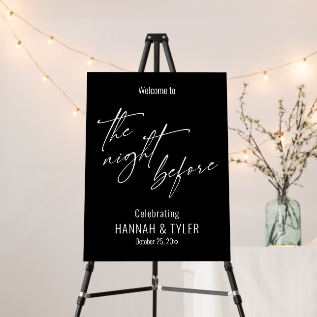 Simple Modern Welcome to The Night Before Black Foam Board (In Situ (Stand))