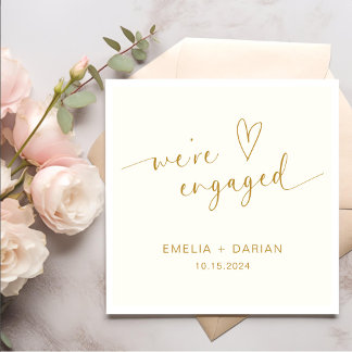 Simple Modern We're Engaged Engagement Party Napkins
