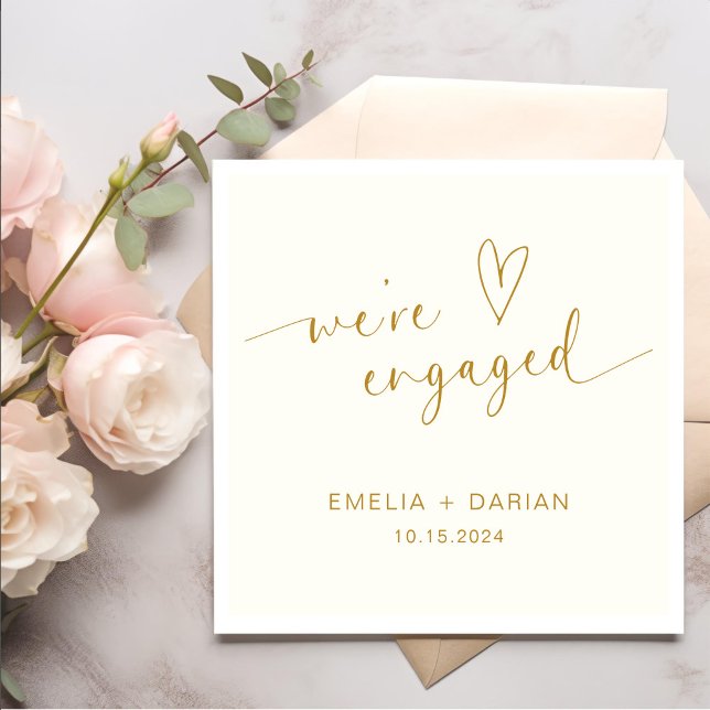 Simple Modern We're Engaged Engagement Party  Napkins (Creator Uploaded)