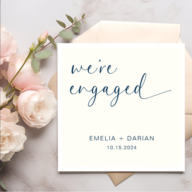 Simple Modern We're Engaged Engagement Party  Napkins (Creator Uploaded)
