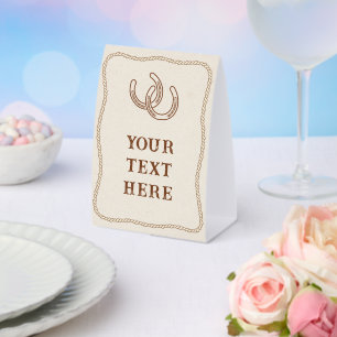 Simple Modern Western Horseshoe Barn Ranch Wedding Paper Table Tent