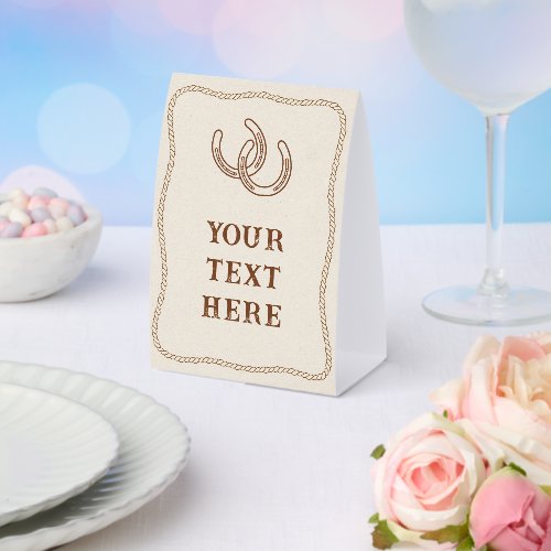 Simple Modern Western Horseshoe Barn Ranch Wedding Paper Table Tent