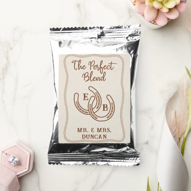 Simple Modern Western Horseshoe Monogram Wedding Coffee Drink Mix (Wedding)