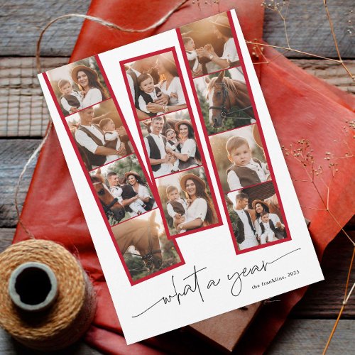 Simple Modern What a Year Photo Collage Christmas Holiday Card