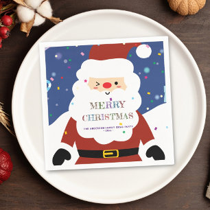 Simple Modern Whimsical Cute Santa Christmas Party Napkins