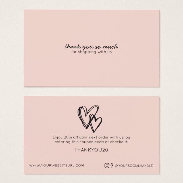 Simple Modern Whimsical Heart Customer Discount  (Front & Back)