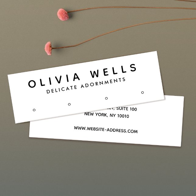 Simple Modern White 4 Hole Stud Earring Display Mini Business Card (Creator Uploaded)