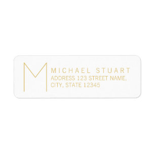 Simple Modern White and Gold Monogram Label