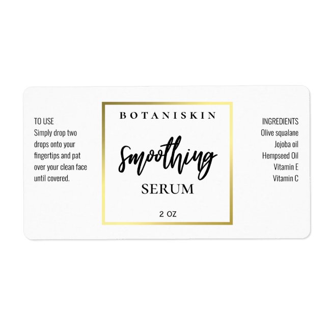 Simple Modern White And Gold Serum Labels (Front)