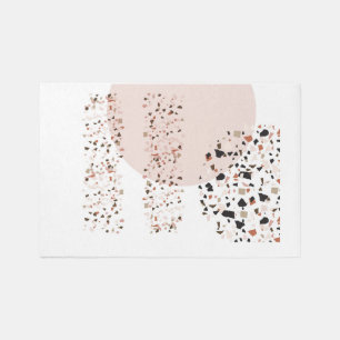 Simple Modern White and Pink Marble Area Rug
