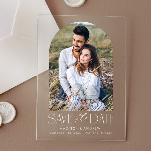 Simple Modern White Arch Photo Save The Date
