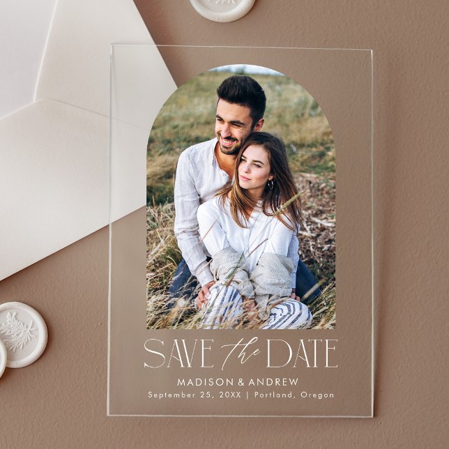 Simple Modern White Arch Photo Save The Date (Creator Uploaded)