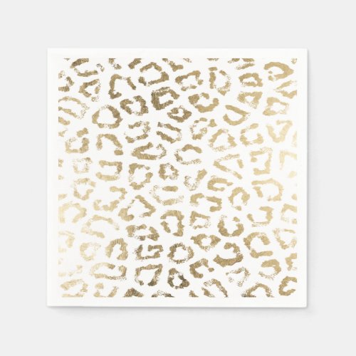 Simple modern white chic faux gold cheetah print paper napkins