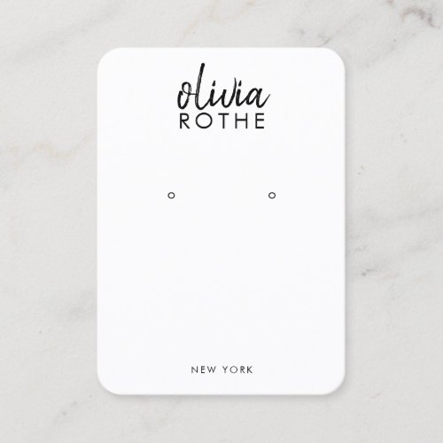 Simple Modern White Earring Display Business Card