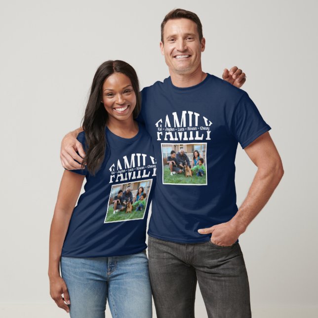 Simple Modern White Family Pic Split Graphic T-Shirt (Unisex)