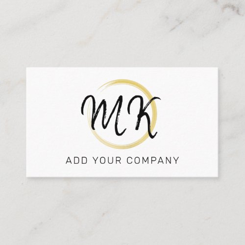 Simple Modern White Gold And Black Custom Monogram Business Card