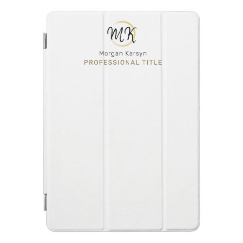 Simple Modern White Gold Elegant Template Monogram iPad Pro Cover
