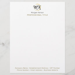 Simple Modern White Gold Elegant Template Monogram Letterhead