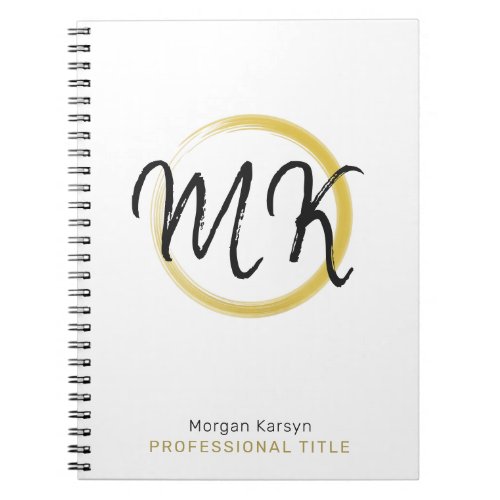 Simple Modern White Gold Elegant Template Monogram Notebook