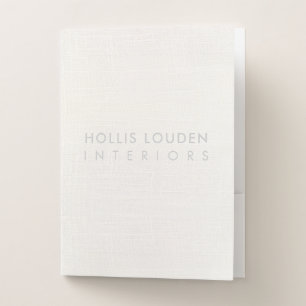 Simple Modern White Linen "look" Pocket Folder