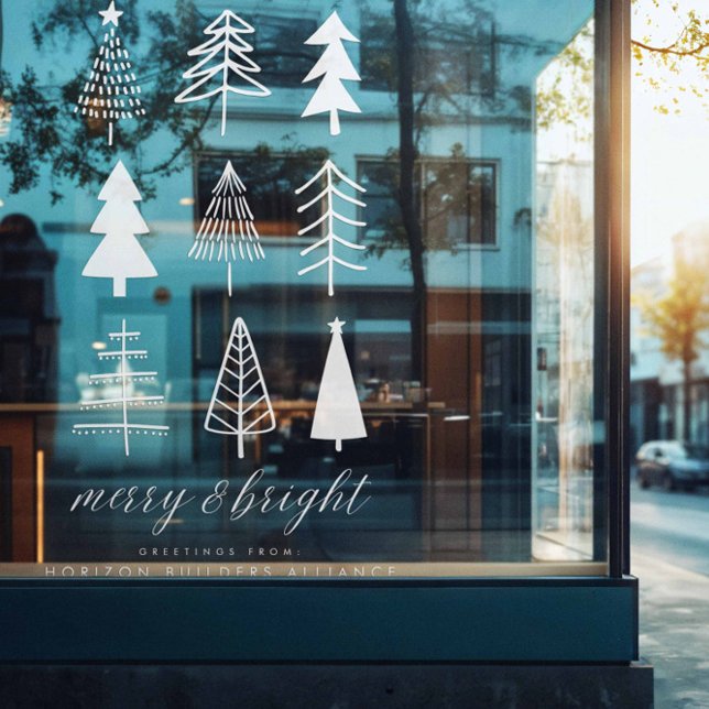 Simple Modern White Merry & Bright Christmas Window Cling (Creator Uploaded)