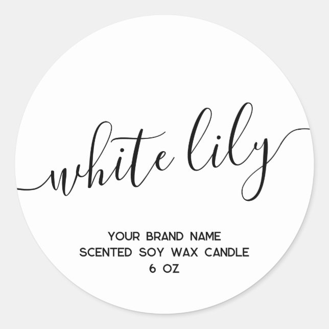 Simple modern white minimal candle label (Front)