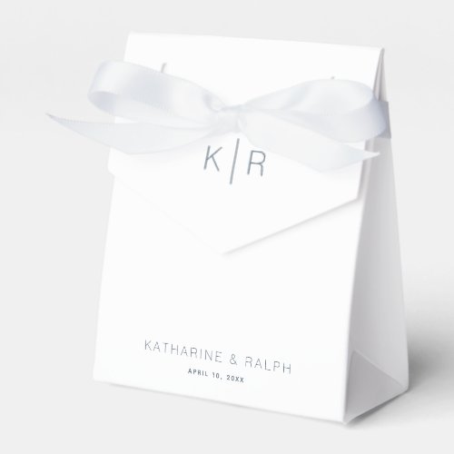 Simple Modern White Monogram Wedding Favor Boxes