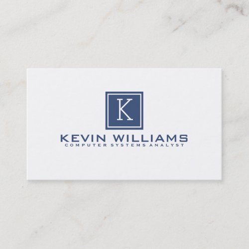 Simple Modern White  Navy_Blue Geometric Accent Business Card