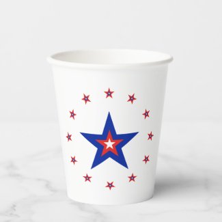 Simple Modern White Paper Cup with Ring of Stars