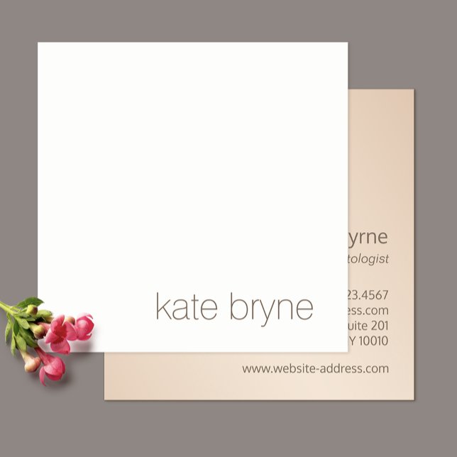 Simple Modern White Professional Rose Gold Back Square Business Card (Creator Uploaded)