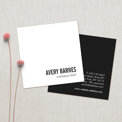 Simple Modern White Professional Square Business Card