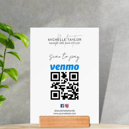 Simple Modern White QR Code Scan to Pay Venmo Holder