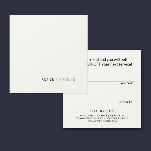 Simple Modern White Refer a Friend Referral Card