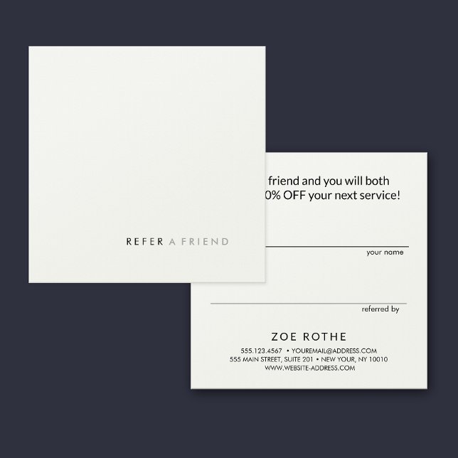 Simple Modern White Refer a Friend Referral Card (Creator Uploaded)