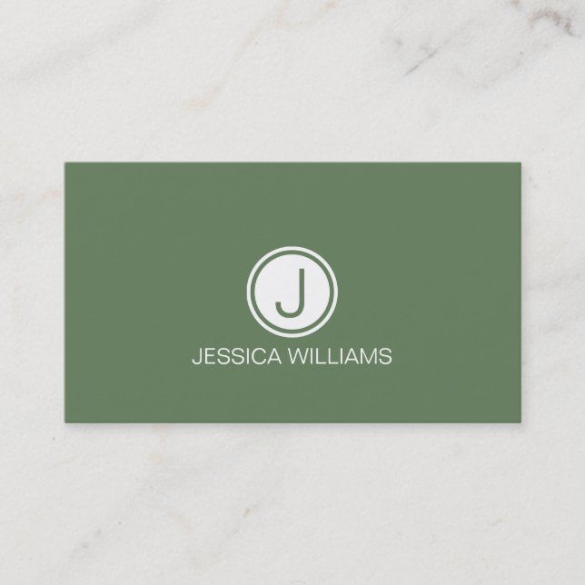 Simple Modern White & Sage-Green SEO SpecialisT Business Card (Front)