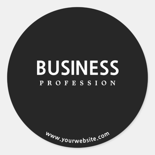 Simple Modern White Text on Black Classic Round Sticker (Front)