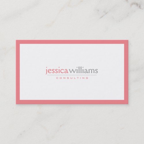 Simple Modern White With Pink Border Business Card