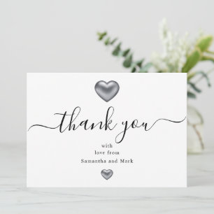 Simple Modern WhiteWedding Silver Heart Invitation