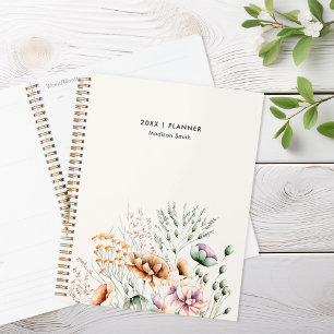 Simple Modern Wildflower Floral Personalized Planner