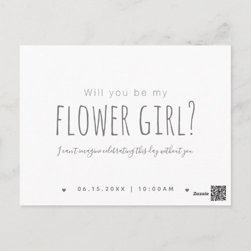 Simple Modern Will You Be My Flower Girl Proposal Postcard